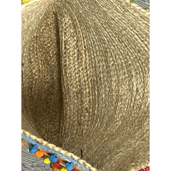 Circus Sam Edelman Tote Jute Beach Bag Rainbow Pom Boho Resort Shopping Festival - Picture 5 of 9